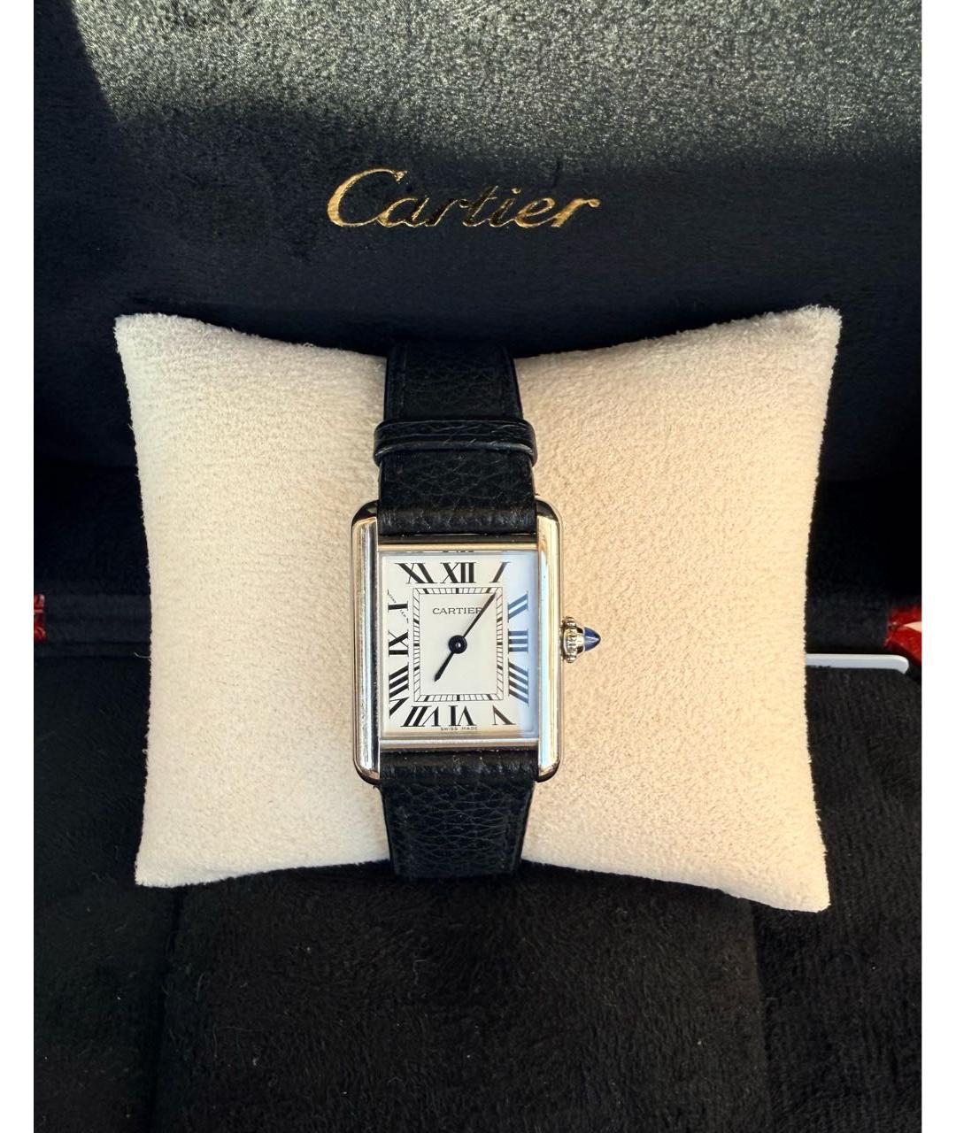 CARTIER Черные кожаные часы, фото 5