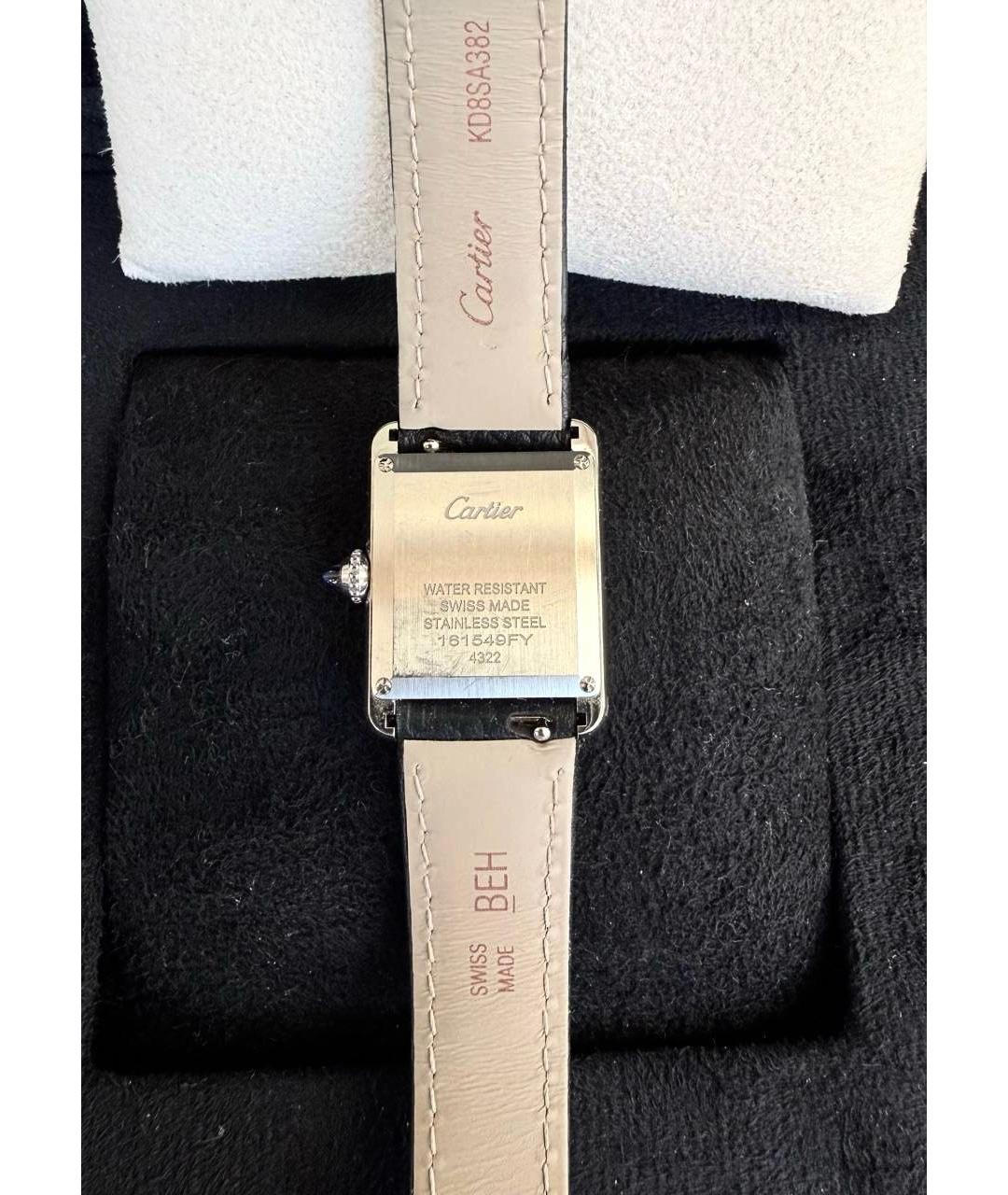 CARTIER Черные кожаные часы, фото 2