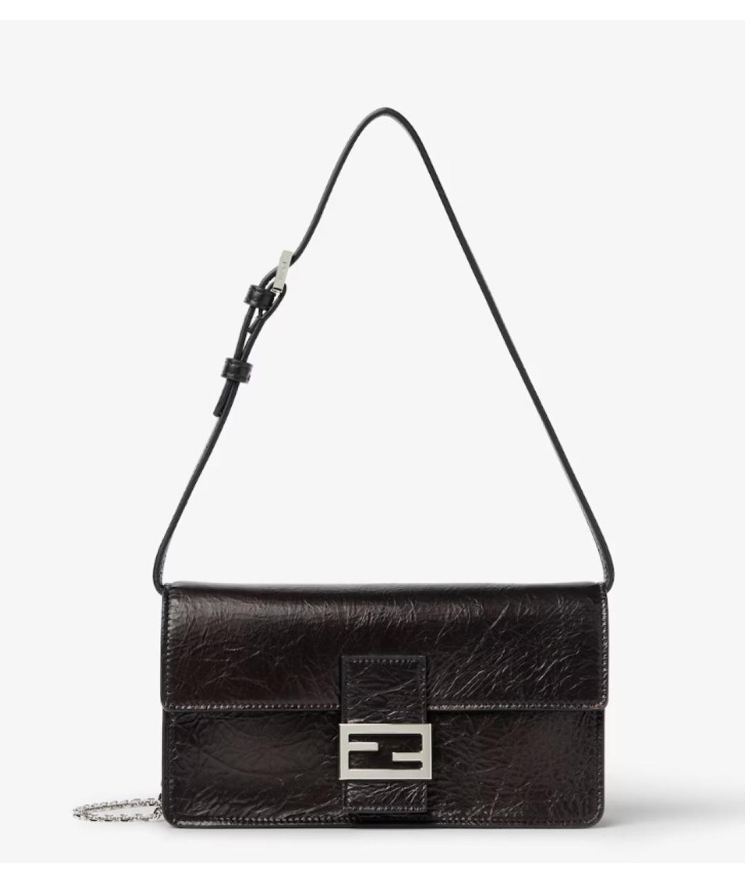 FENDI Черная кожаная сумка через плечо, фото 5