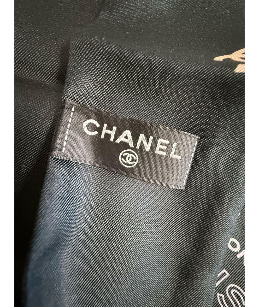 CHANEL Темно-синий шелковый шарф, фото 6