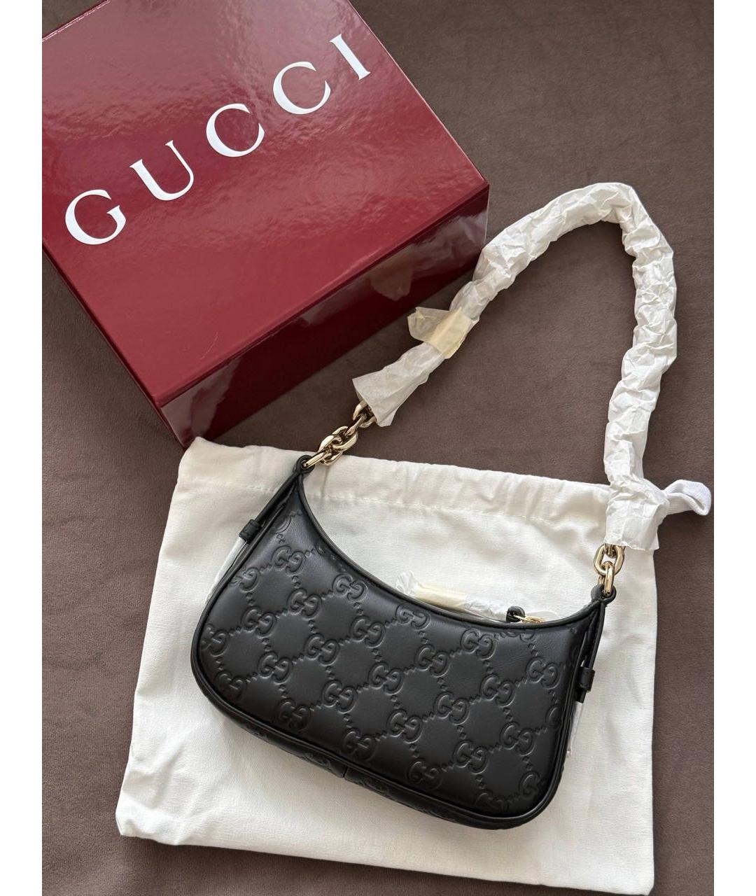 GUCCI Черная кожаная сумка с короткими ручками, фото 7