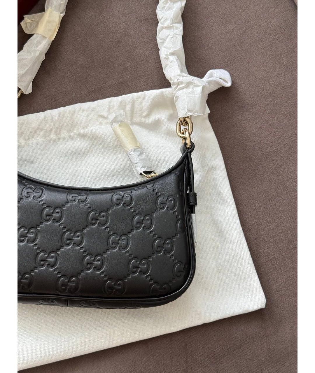 GUCCI Черная кожаная сумка с короткими ручками, фото 8