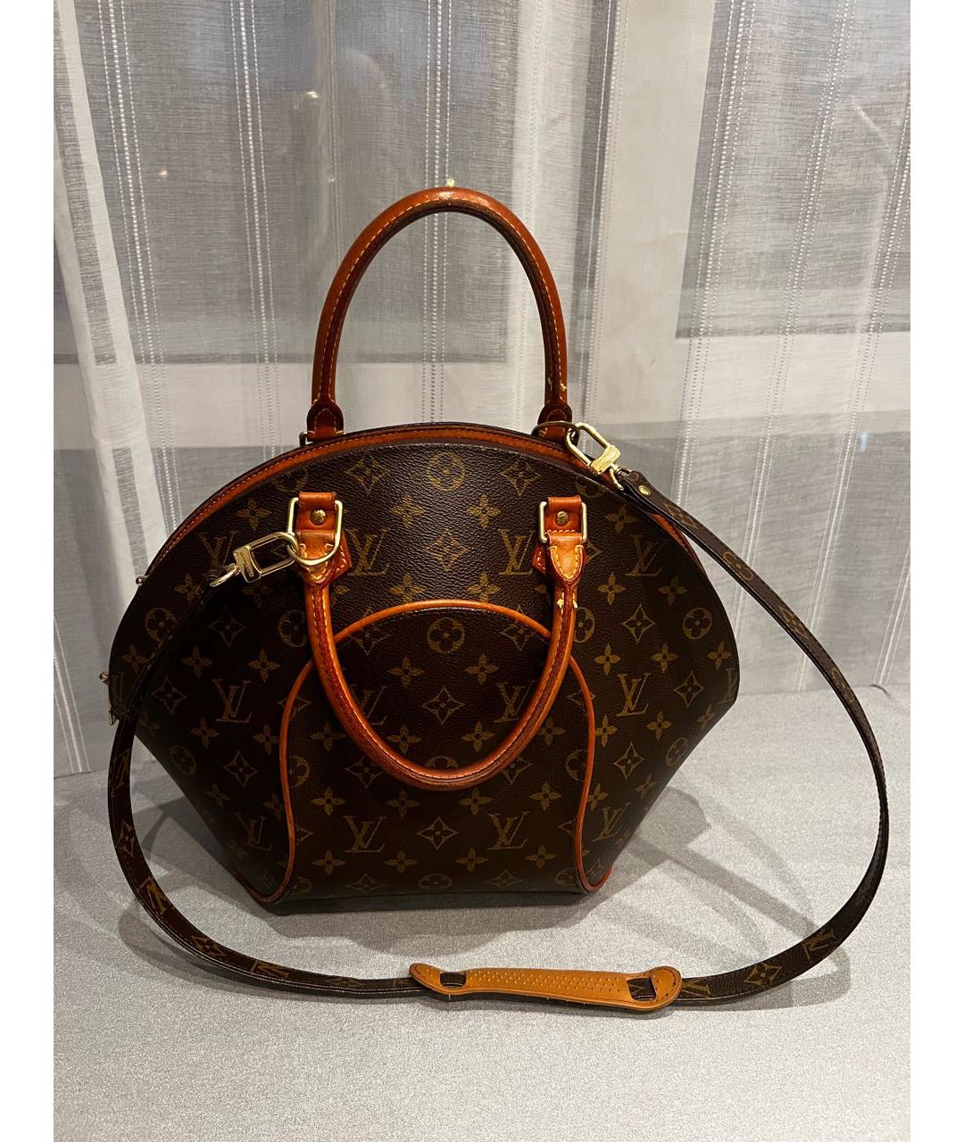 LOUIS VUITTON Коричневая кожаная сумка с короткими ручками, фото 8