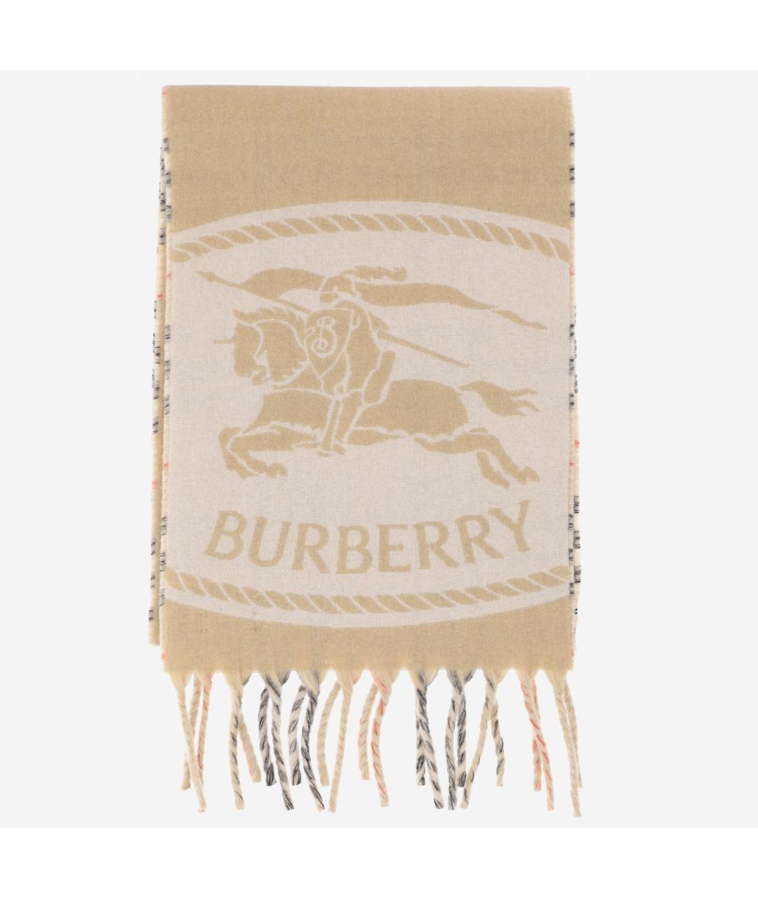 BURBERRY Бежевый кашемировый шарф, фото 4