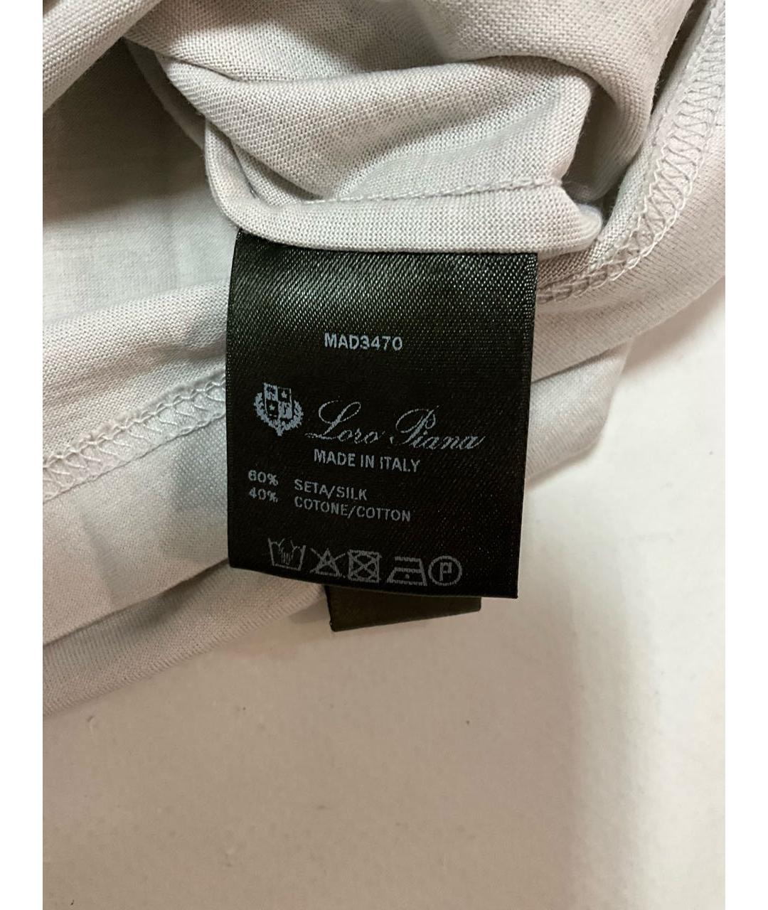 LORO PIANA Серая шелковая футболка, фото 5