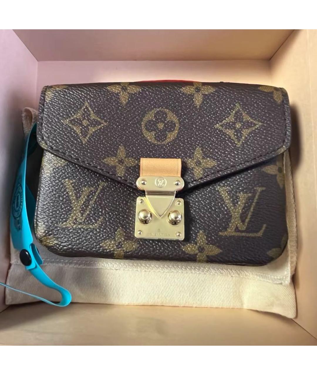 LOUIS VUITTON Коричневая кожаная сумка через плечо, фото 7