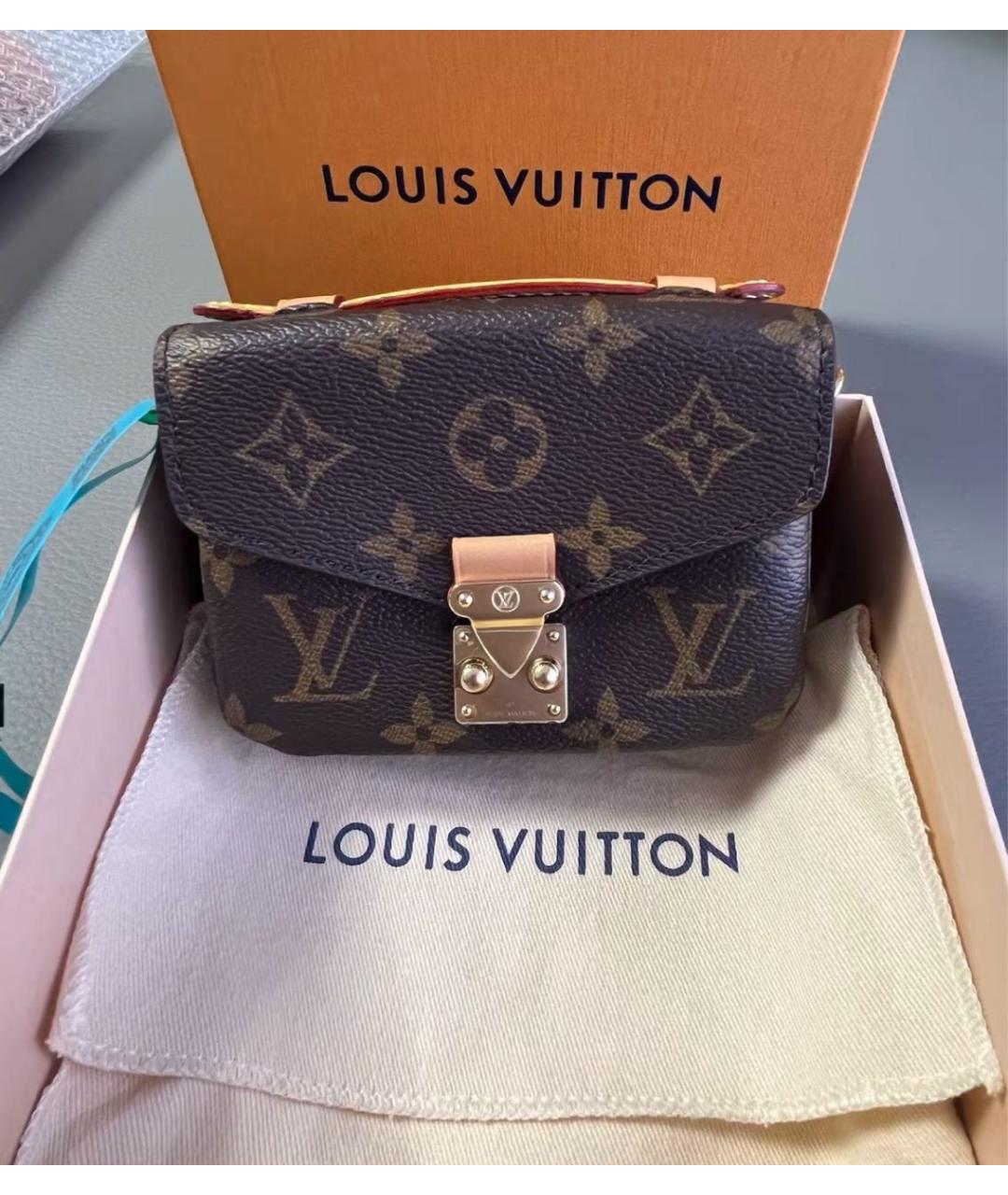 LOUIS VUITTON Коричневая кожаная сумка через плечо, фото 6