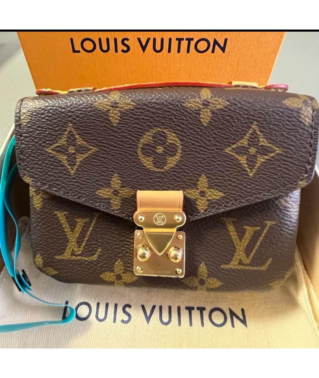 LOUIS VUITTON Коричневая кожаная сумка через плечо, фото 8