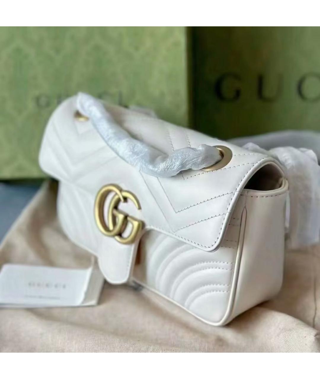 GUCCI Белая кожаная сумка через плечо, фото 5