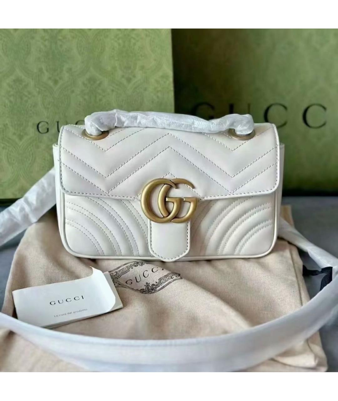 GUCCI Белая кожаная сумка через плечо, фото 4