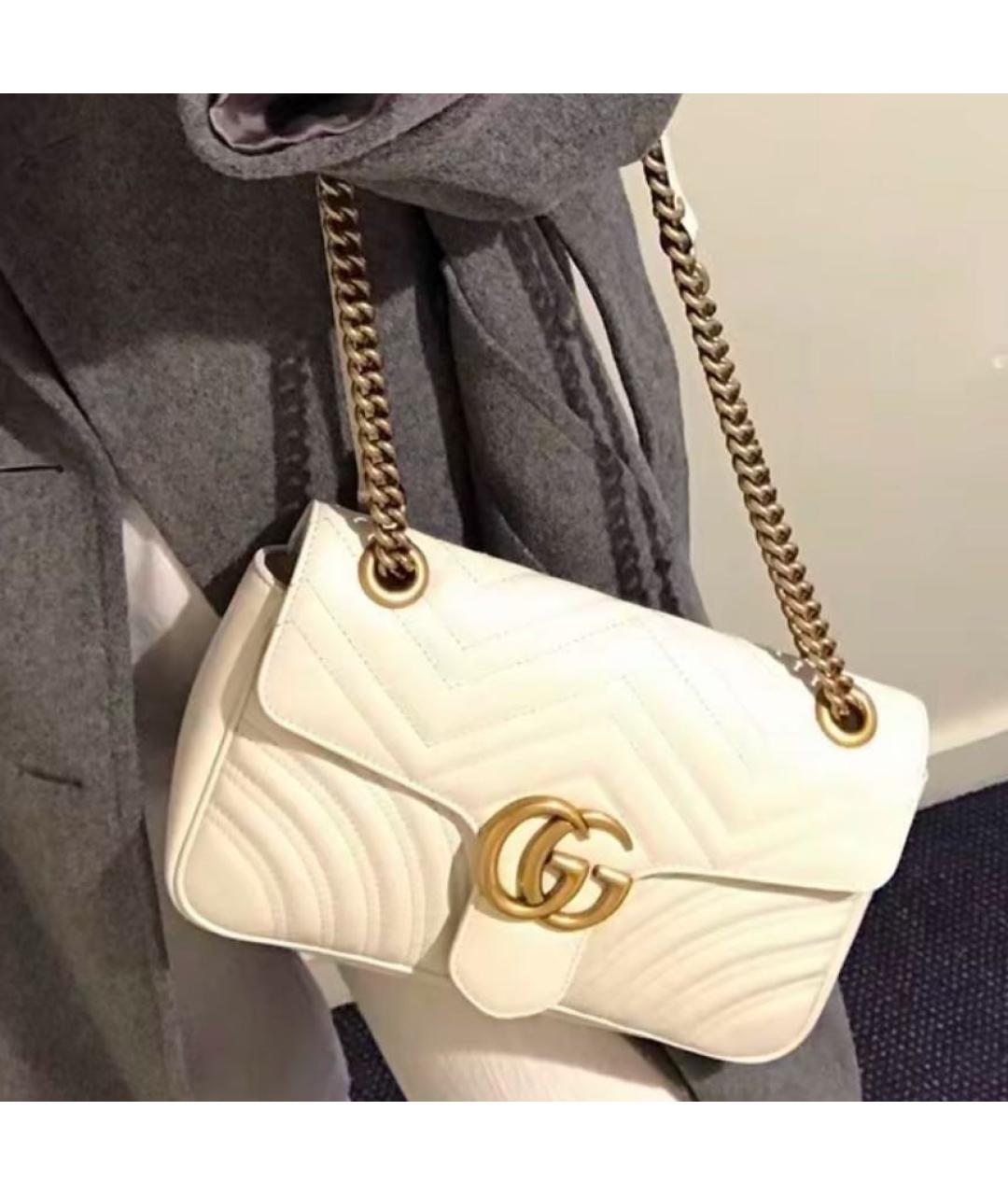GUCCI Белая кожаная сумка через плечо, фото 6