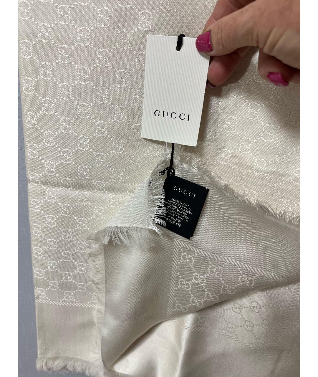 GUCCI Белый шелковый платок, фото 6