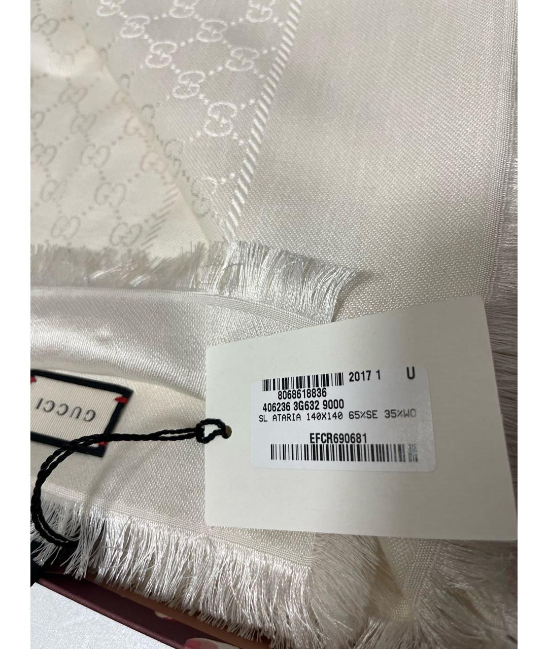 GUCCI Белый шелковый платок, фото 4