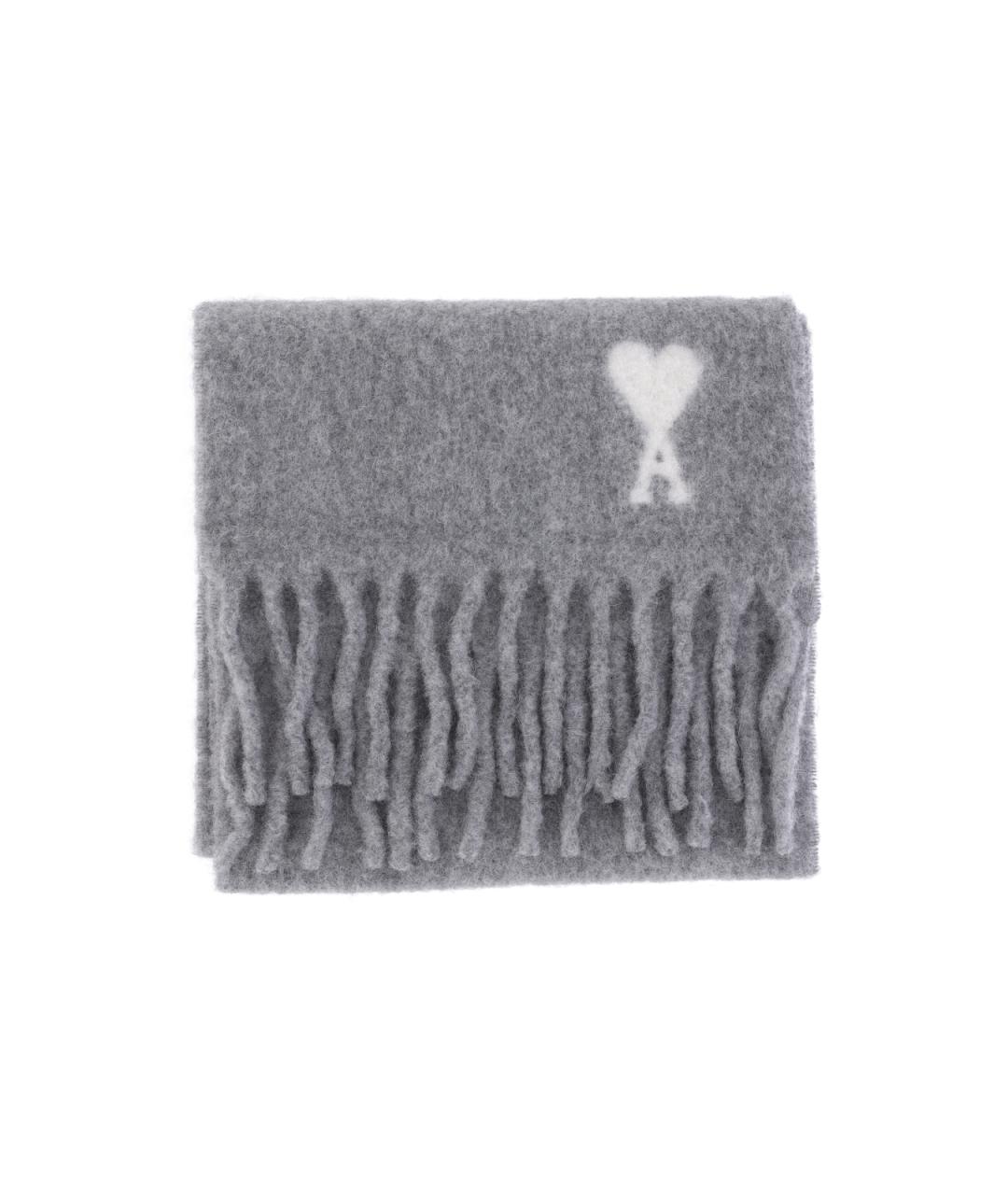 Ami Paris Серый шерстяной шарф, фото 2
