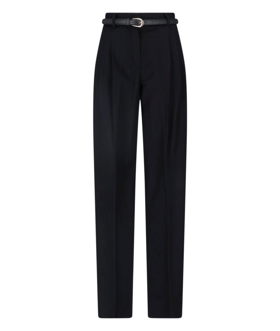 MAX MARA Черные шерстяные прямые брюки, фото 1