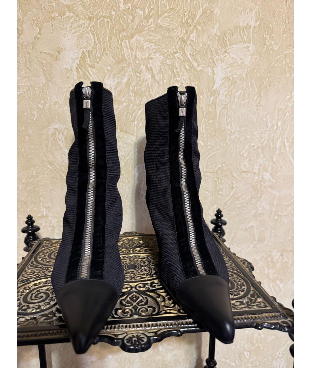 SAINT LAURENT Черные текстильные полусапоги, фото 3