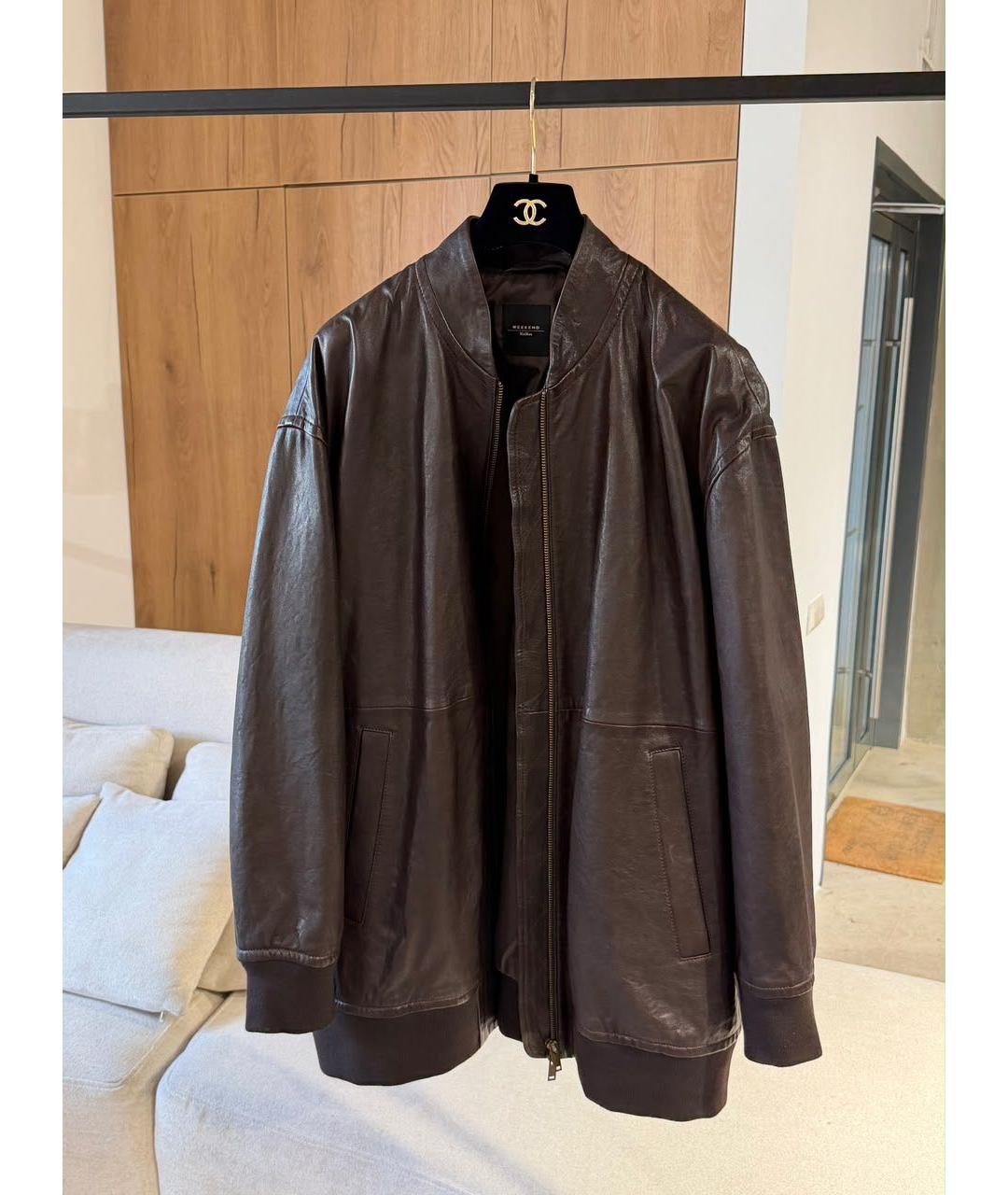 WEEKEND MAX MARA Коричневая кожаная куртка, фото 2