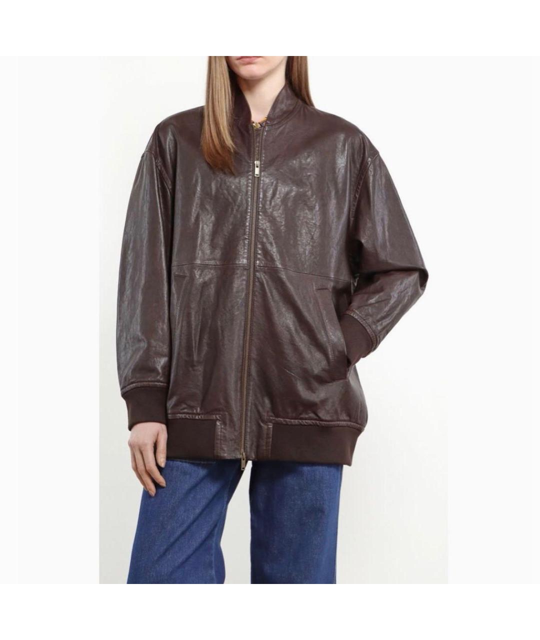 WEEKEND MAX MARA Коричневая кожаная куртка, фото 3
