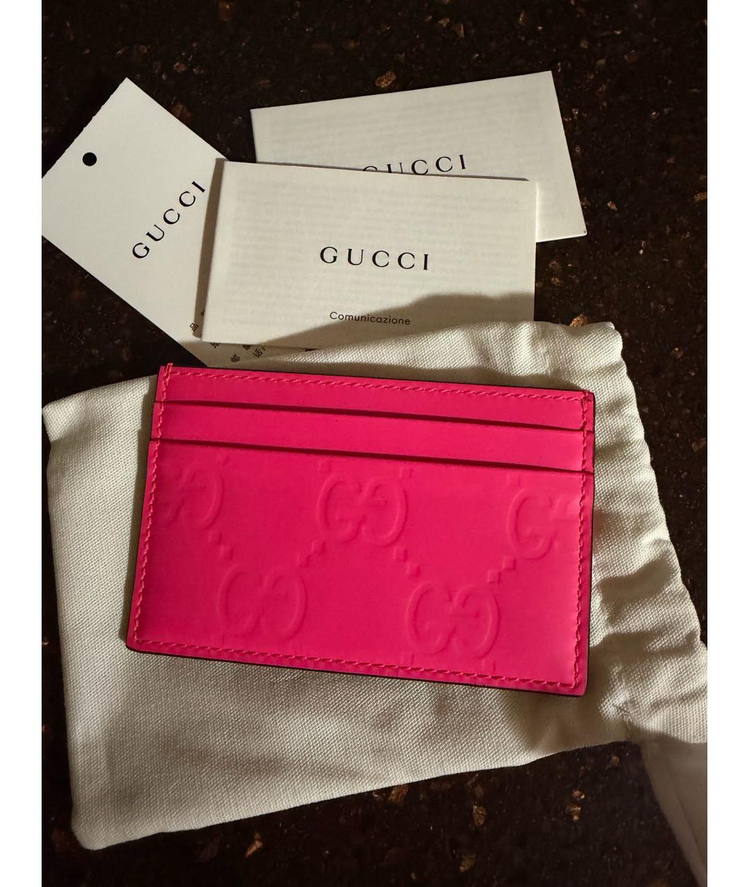 GUCCI Розовый кожаный кардхолдер, фото 4