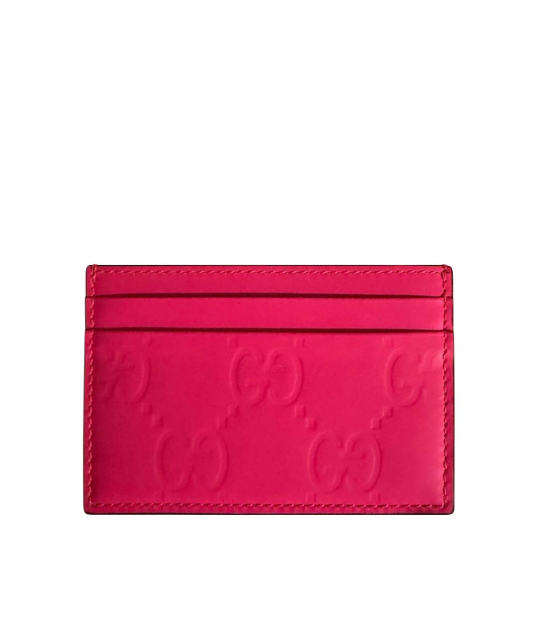 GUCCI Розовый кожаный кардхолдер, фото 1