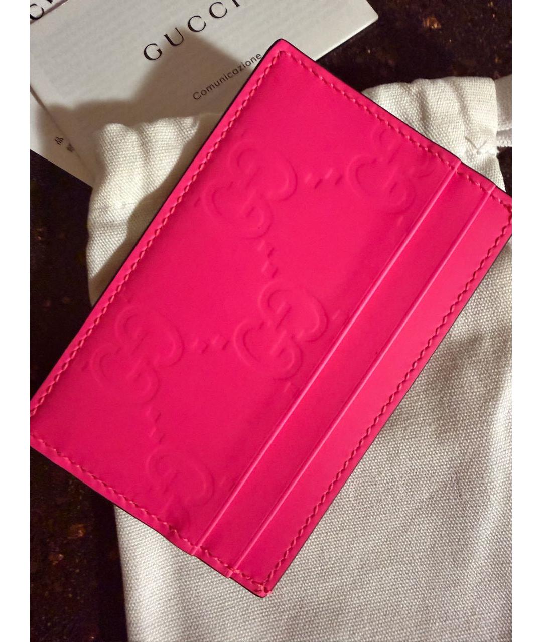 GUCCI Розовый кожаный кардхолдер, фото 2