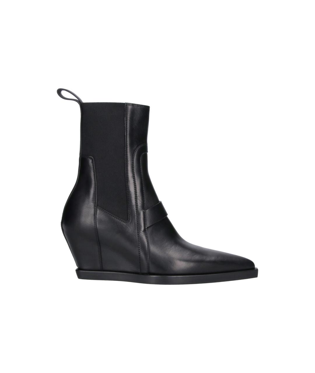 RICK OWENS Черные кожаные ботильоны, фото 1