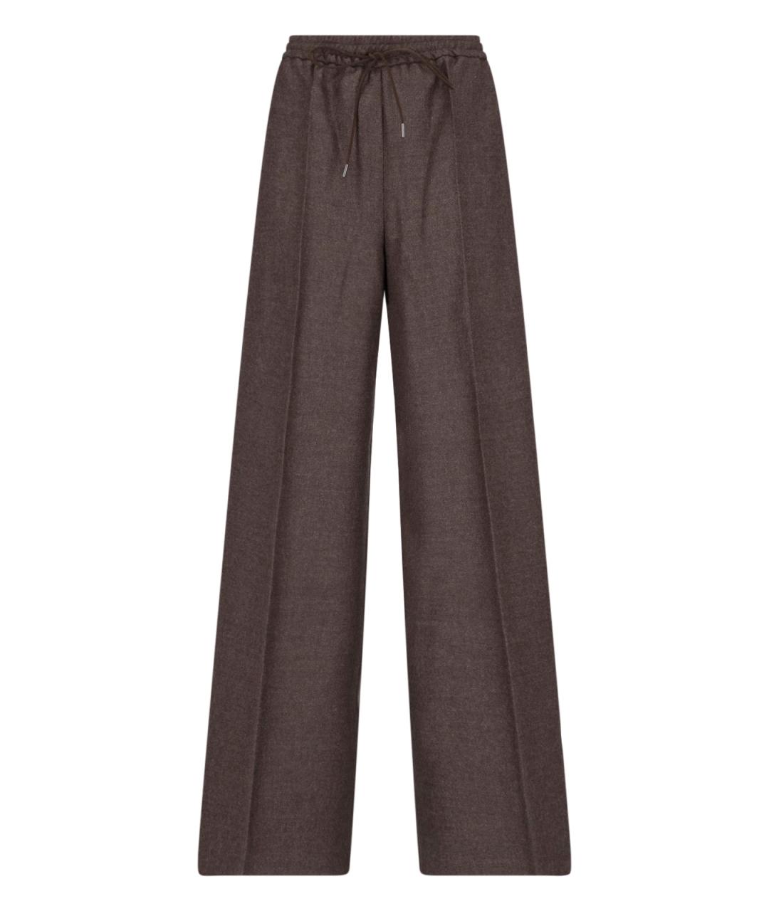 MAX MARA Коричневые шерстяные прямые брюки, фото 1