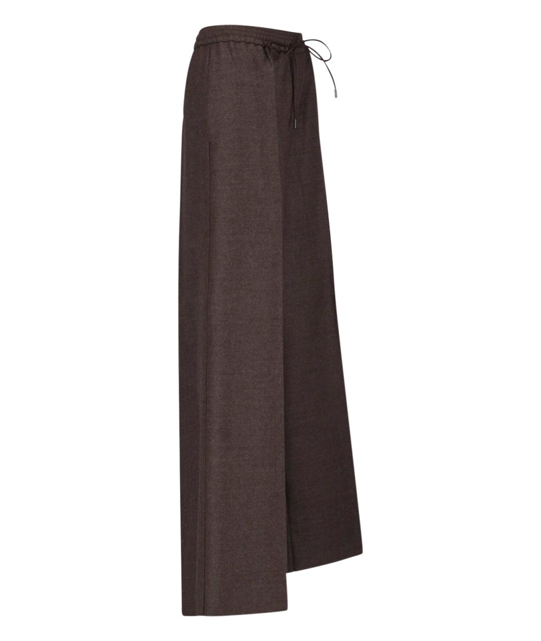MAX MARA Коричневые шерстяные прямые брюки, фото 3