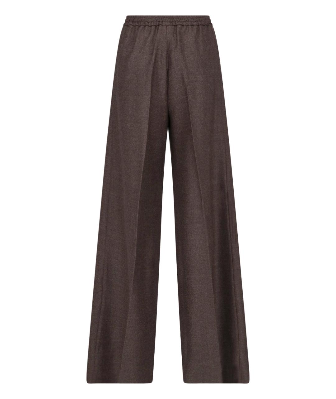 MAX MARA Коричневые шерстяные прямые брюки, фото 2