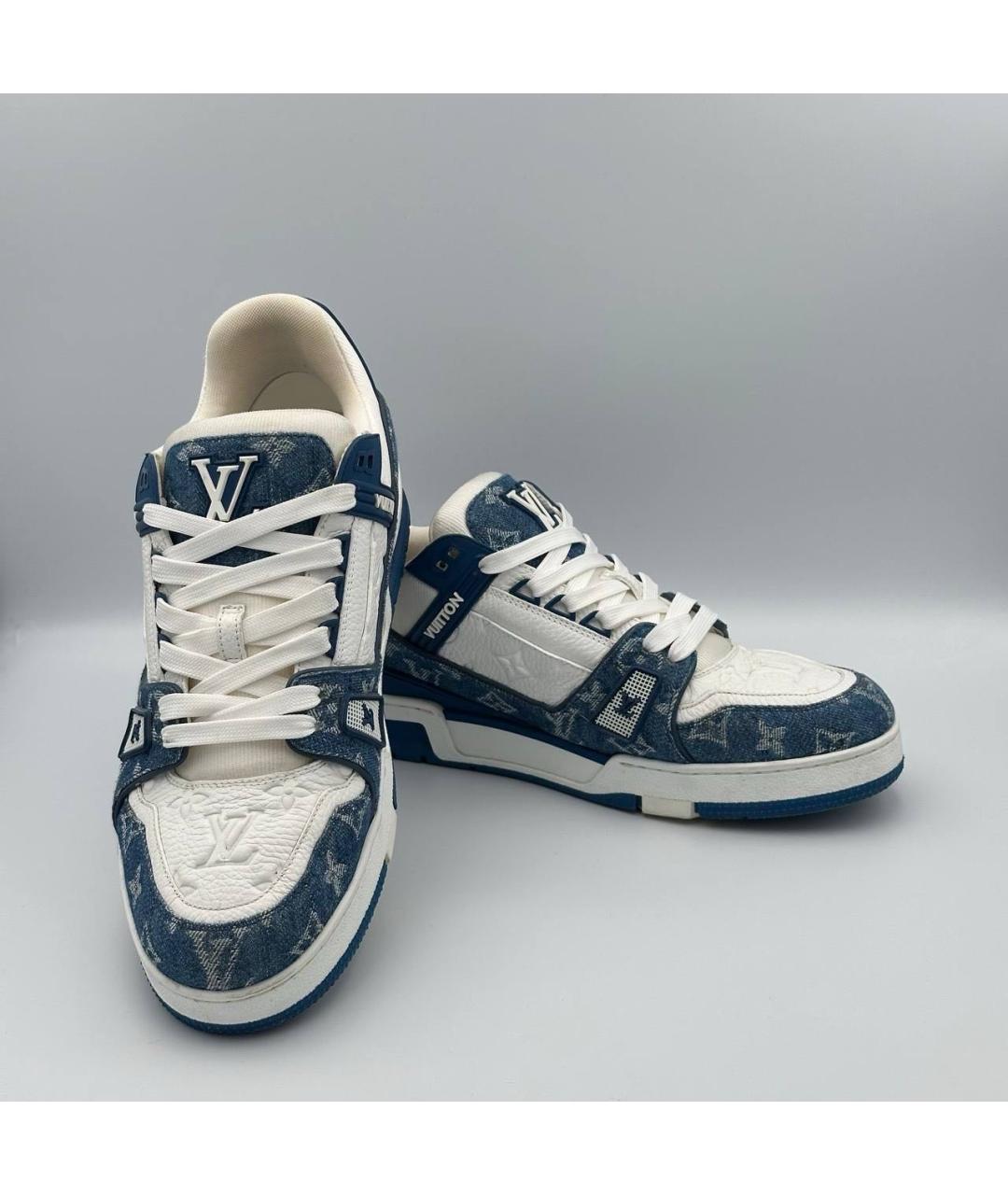 LOUIS VUITTON Синие текстильные низкие кроссовки / кеды, фото 4