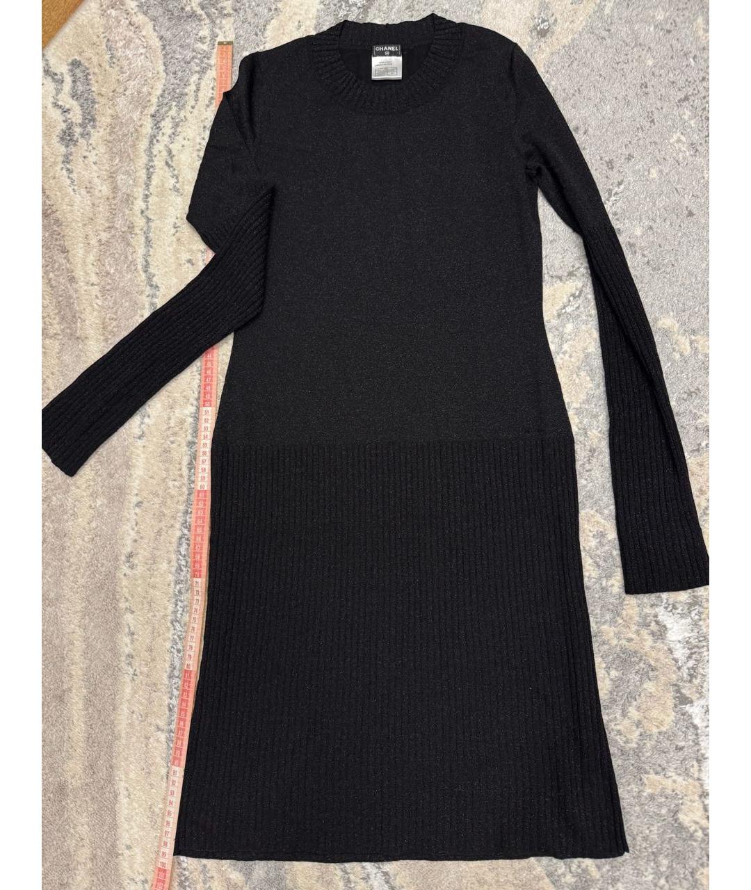 CHANEL Черное хлопко-эластановое коктейльное платье, фото 4