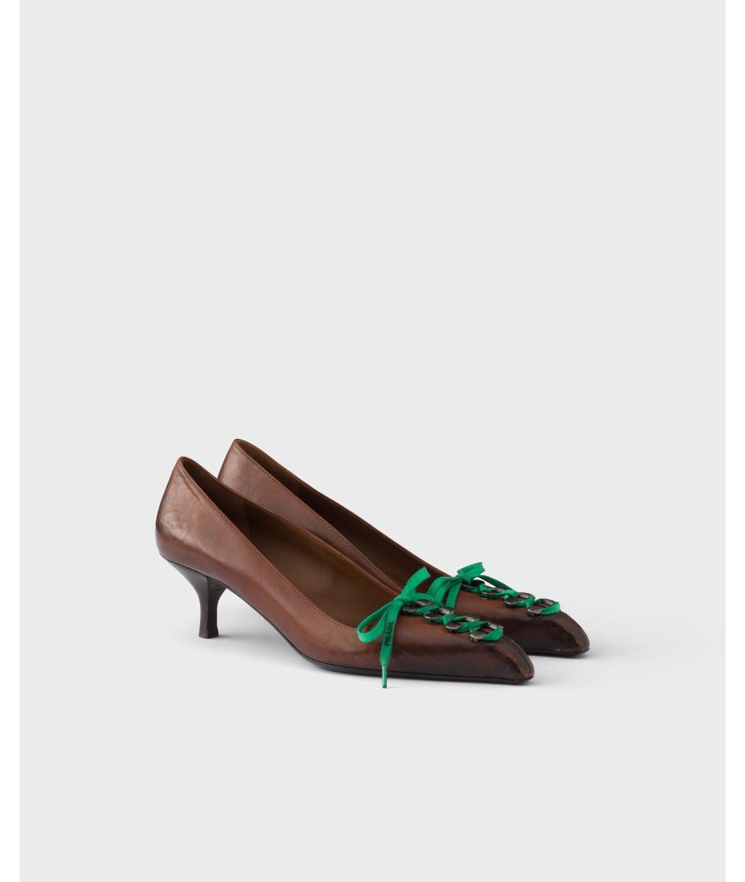 PRADA Коричневые кожаные туфли, фото 2