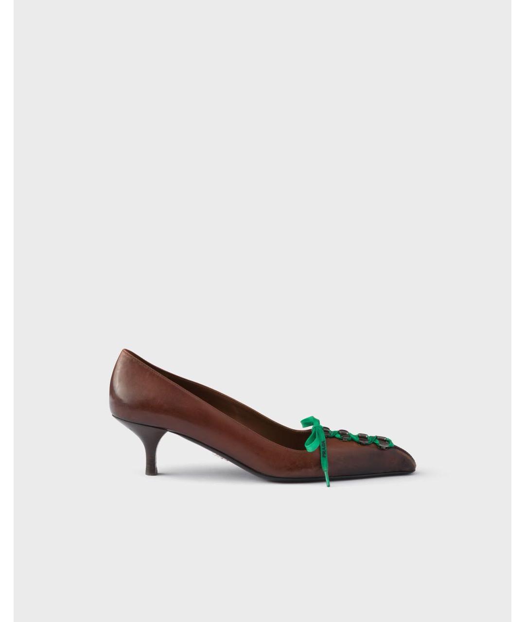 PRADA Коричневые кожаные туфли, фото 3