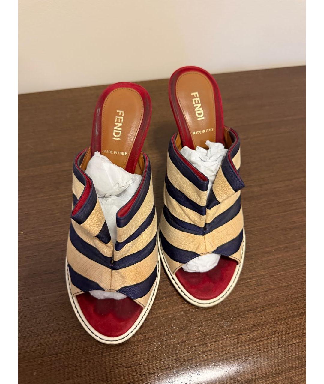 FENDI Мульти текстильные босоножки, фото 2