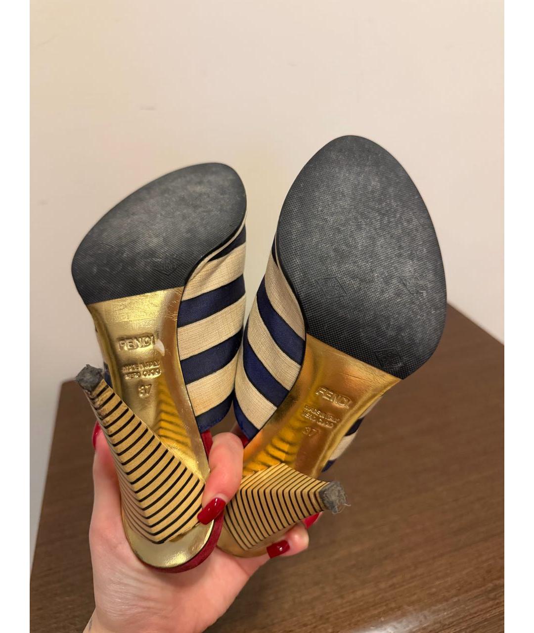 FENDI Мульти текстильные босоножки, фото 5