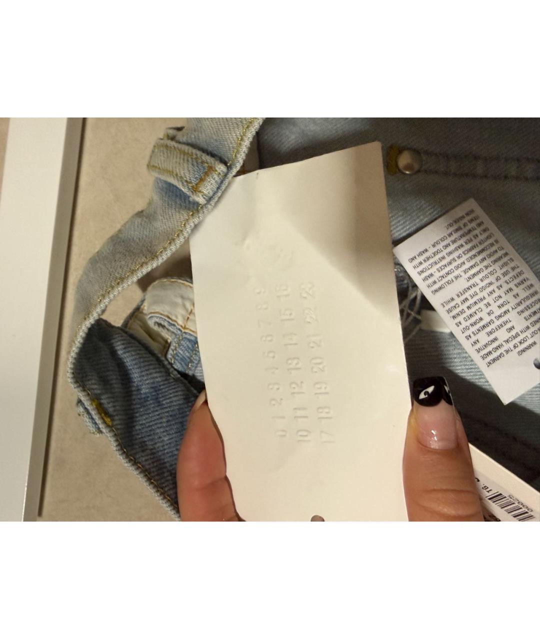 MAISON MARGIELA Голубые хлопковые прямые джинсы, фото 6