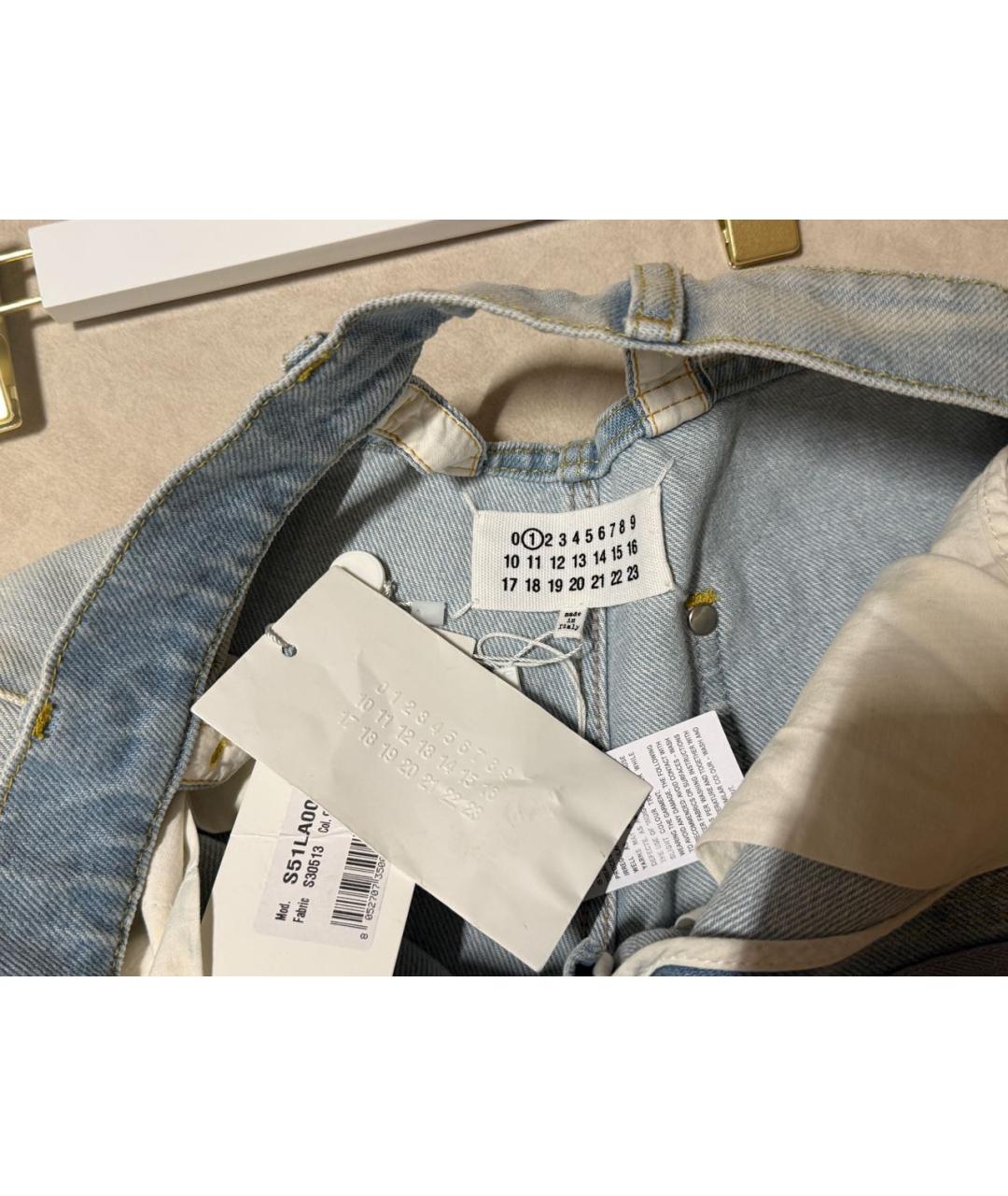 MAISON MARGIELA Голубые хлопковые прямые джинсы, фото 3