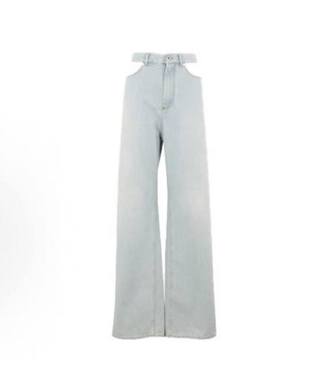 MAISON MARGIELA Голубые хлопковые прямые джинсы, фото 8