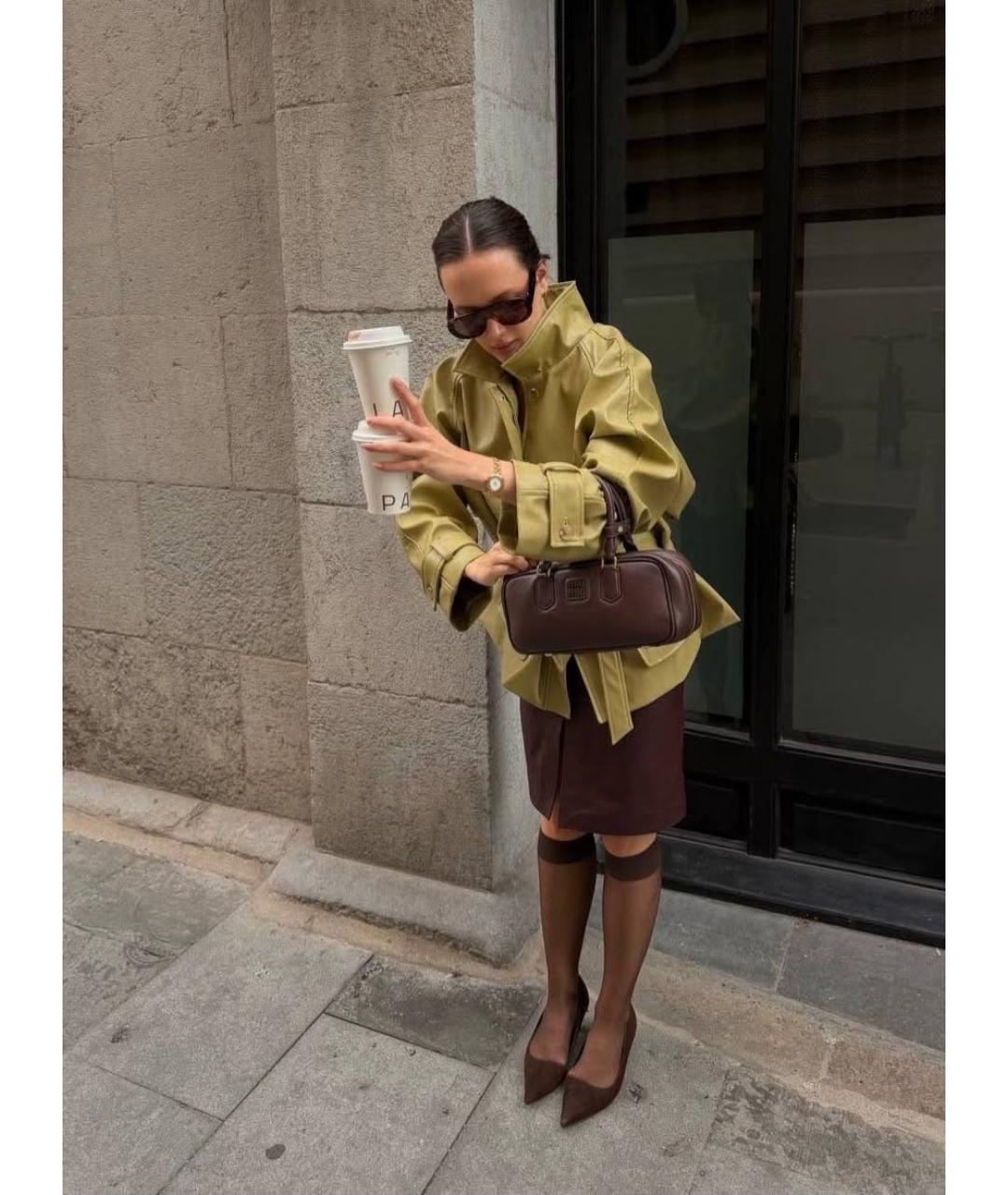 MIU MIU Коричневая кожаная сумка через плечо, фото 3