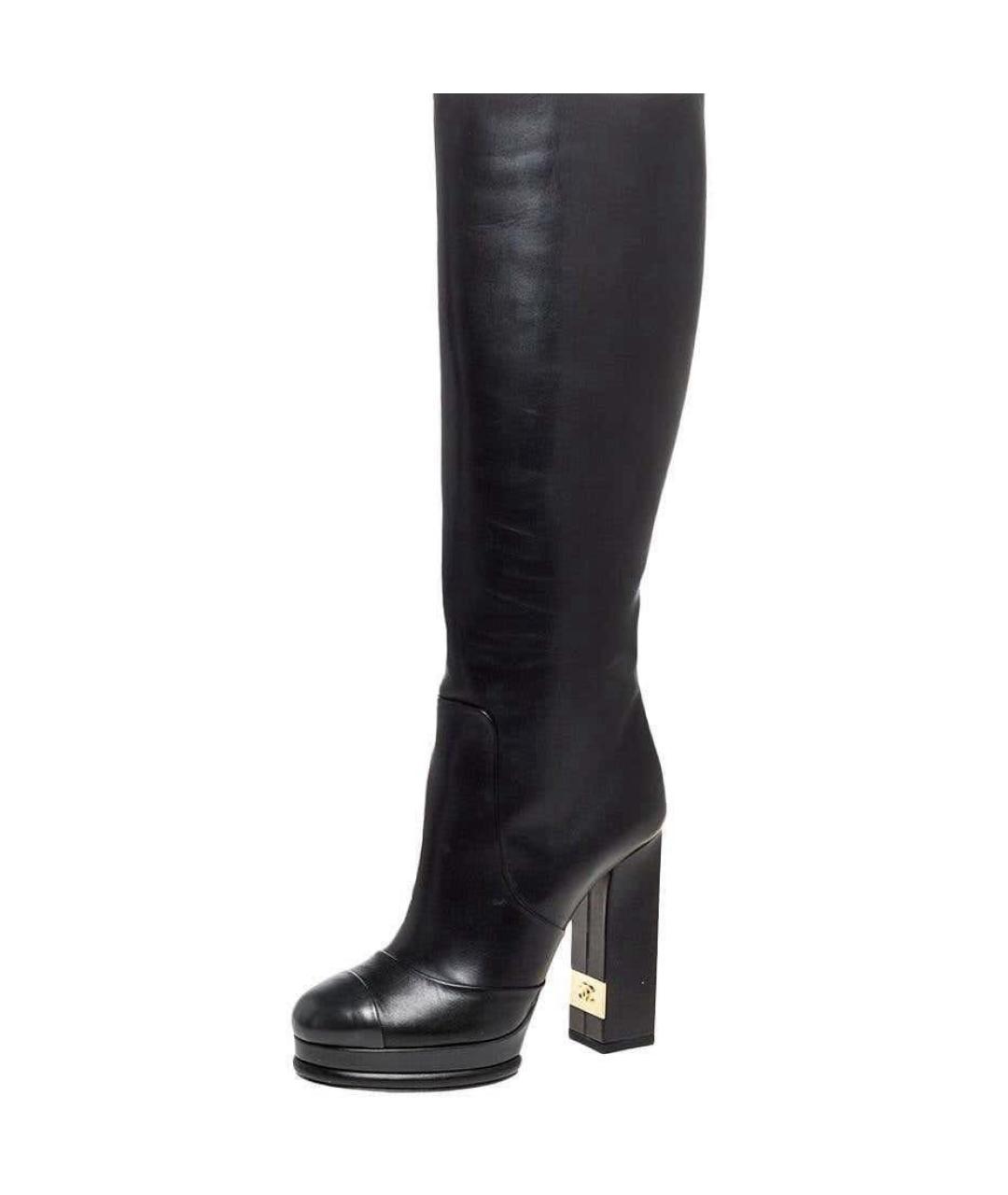 CHANEL Черные кожаные сапоги, фото 9