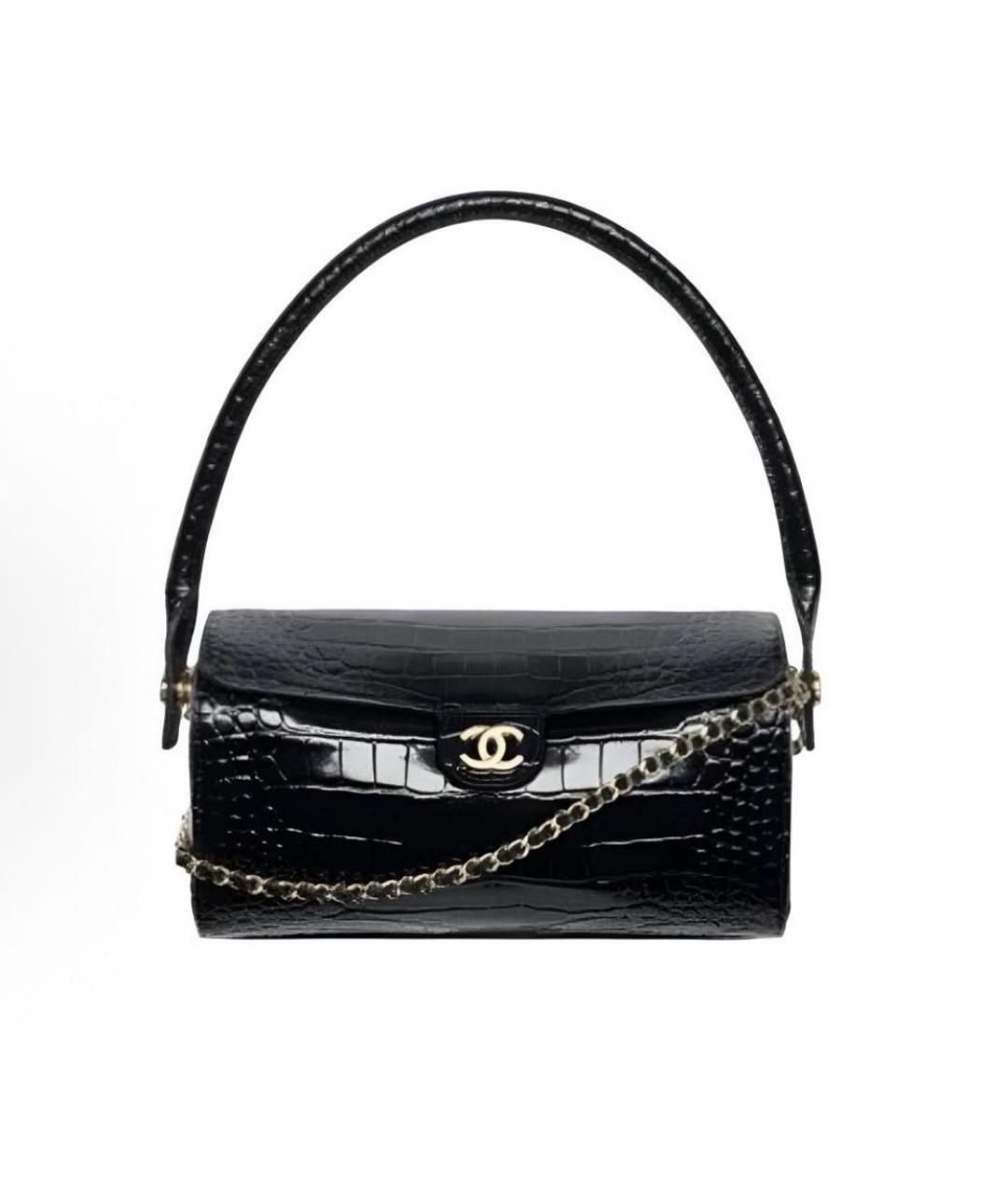 CHANEL Черная кожаная сумка с короткими ручками, фото 7