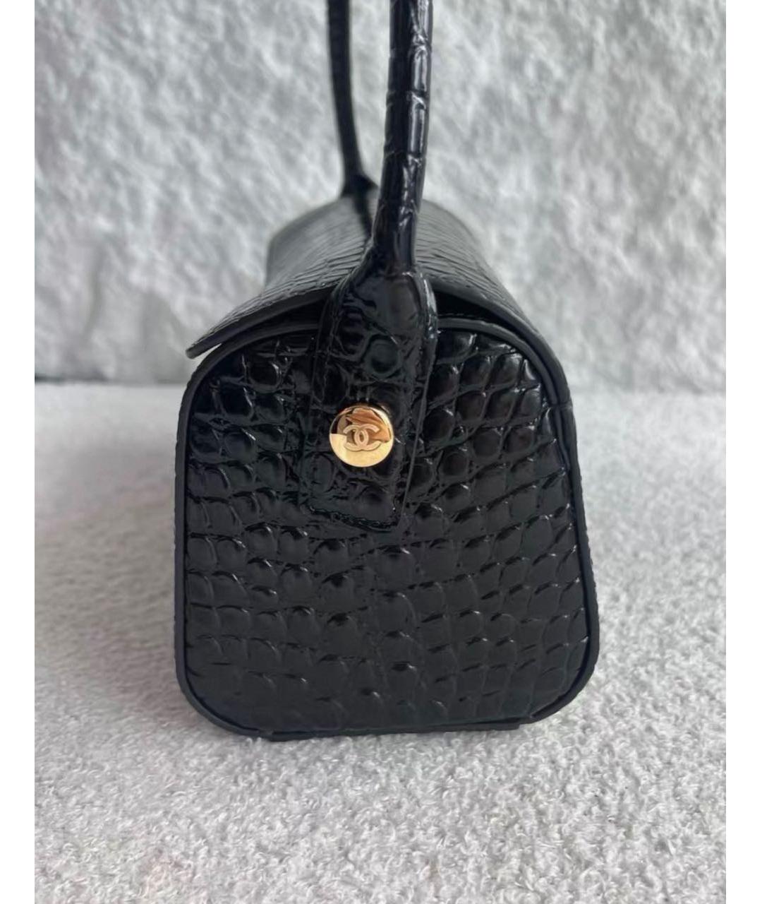 CHANEL Черная кожаная сумка с короткими ручками, фото 5