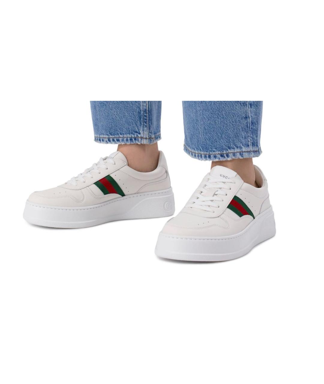 GUCCI Белые кожаные кеды, фото 4