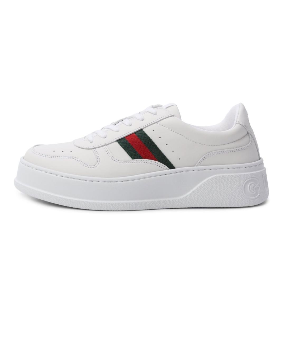 GUCCI Белые кожаные кеды, фото 5