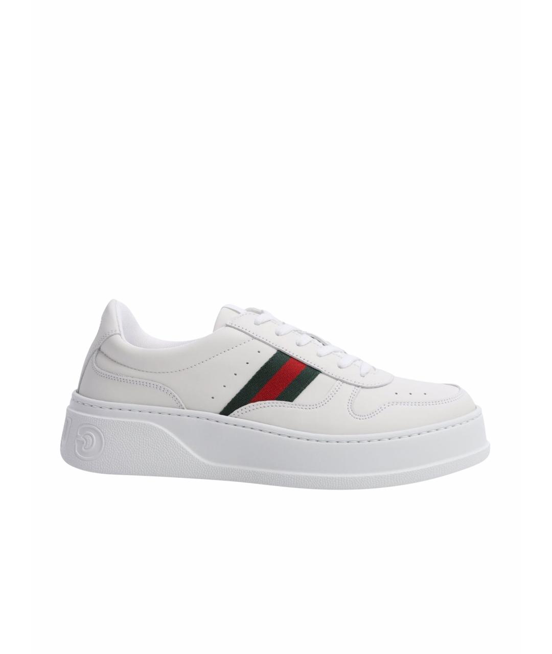 GUCCI Белые кожаные кеды, фото 1