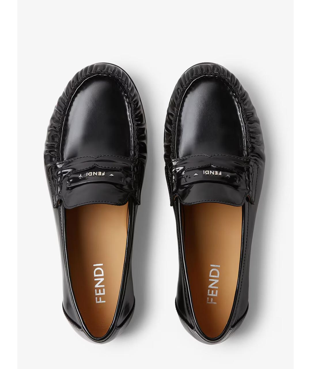 FENDI Черные кожаные лоферы, фото 5