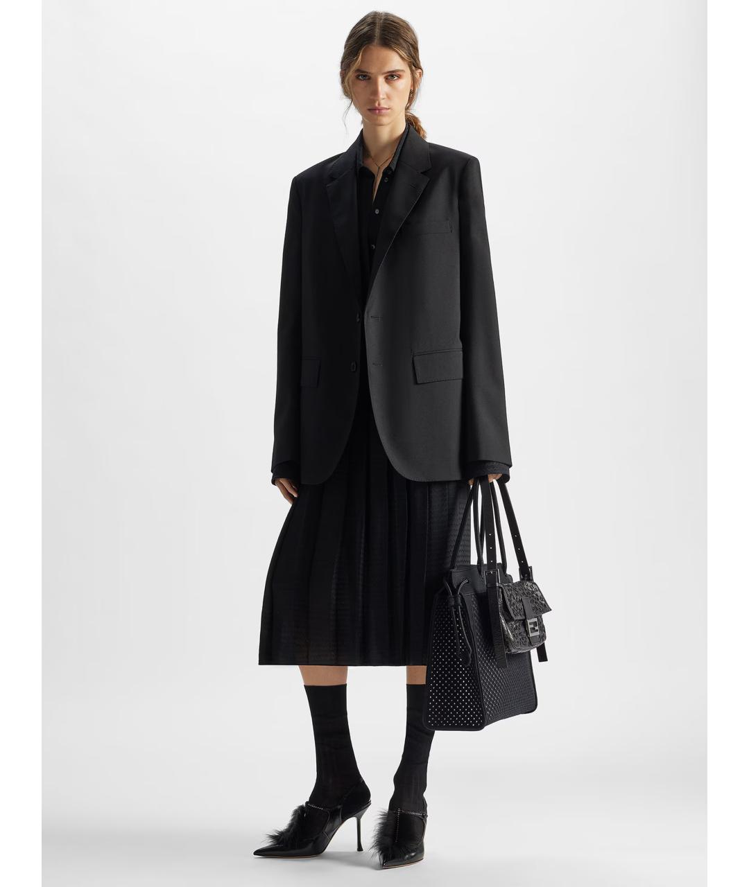 FENDI Черное шелковое повседневное платье, фото 2