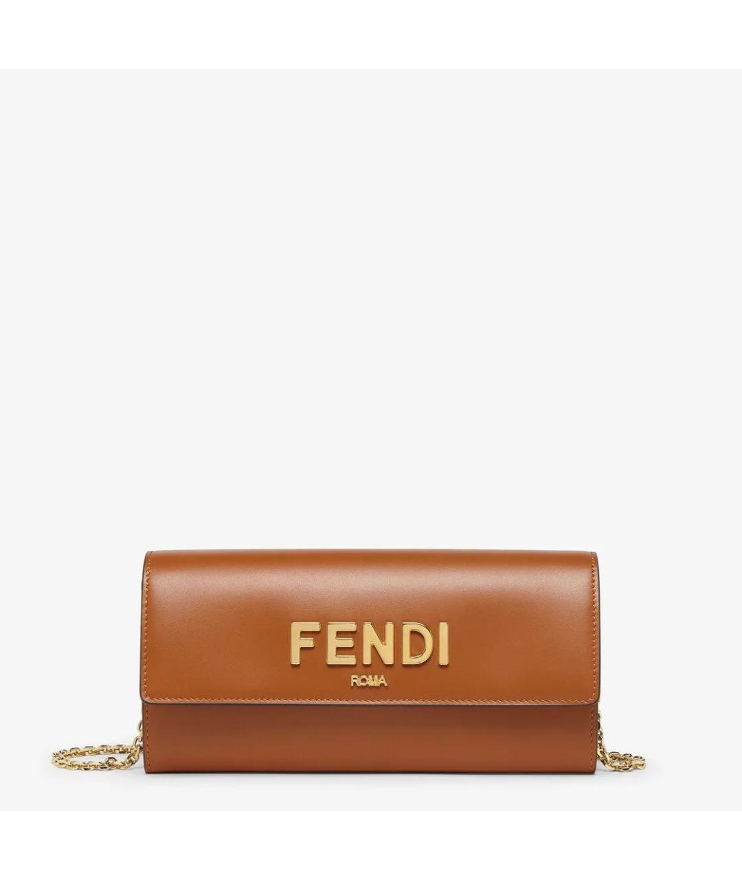 FENDI Коричневый кожаный кошелек, фото 7