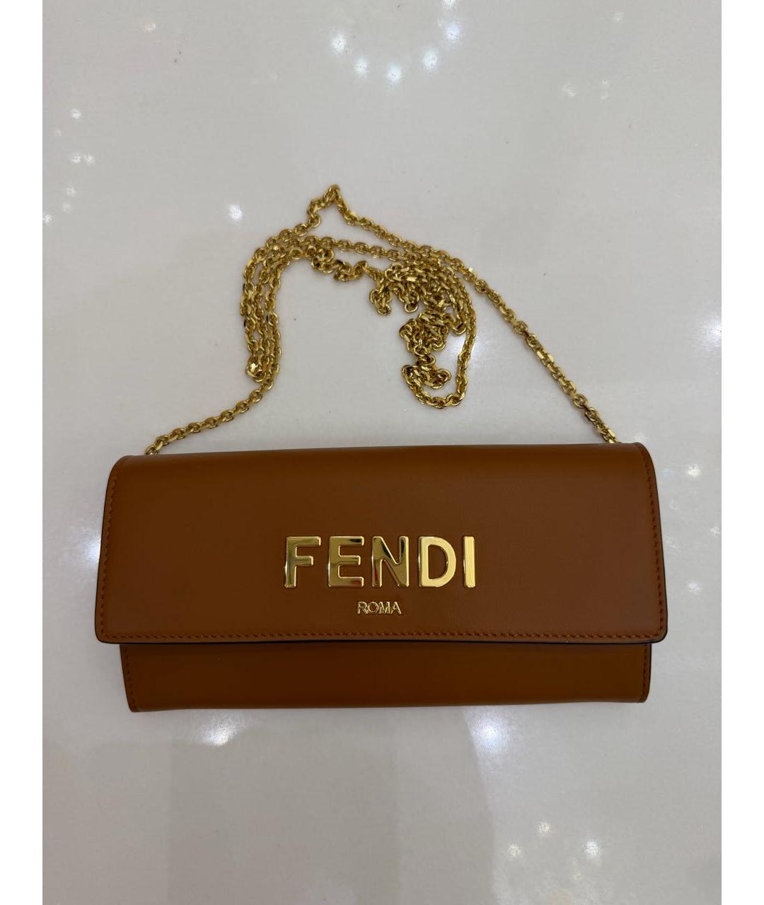 FENDI Коричневый кожаный кошелек, фото 3