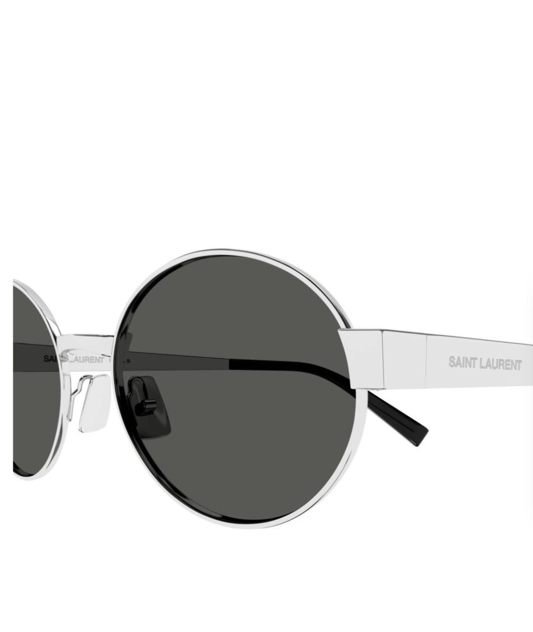 SAINT LAURENT Черные металлические солнцезащитные очки, фото 3
